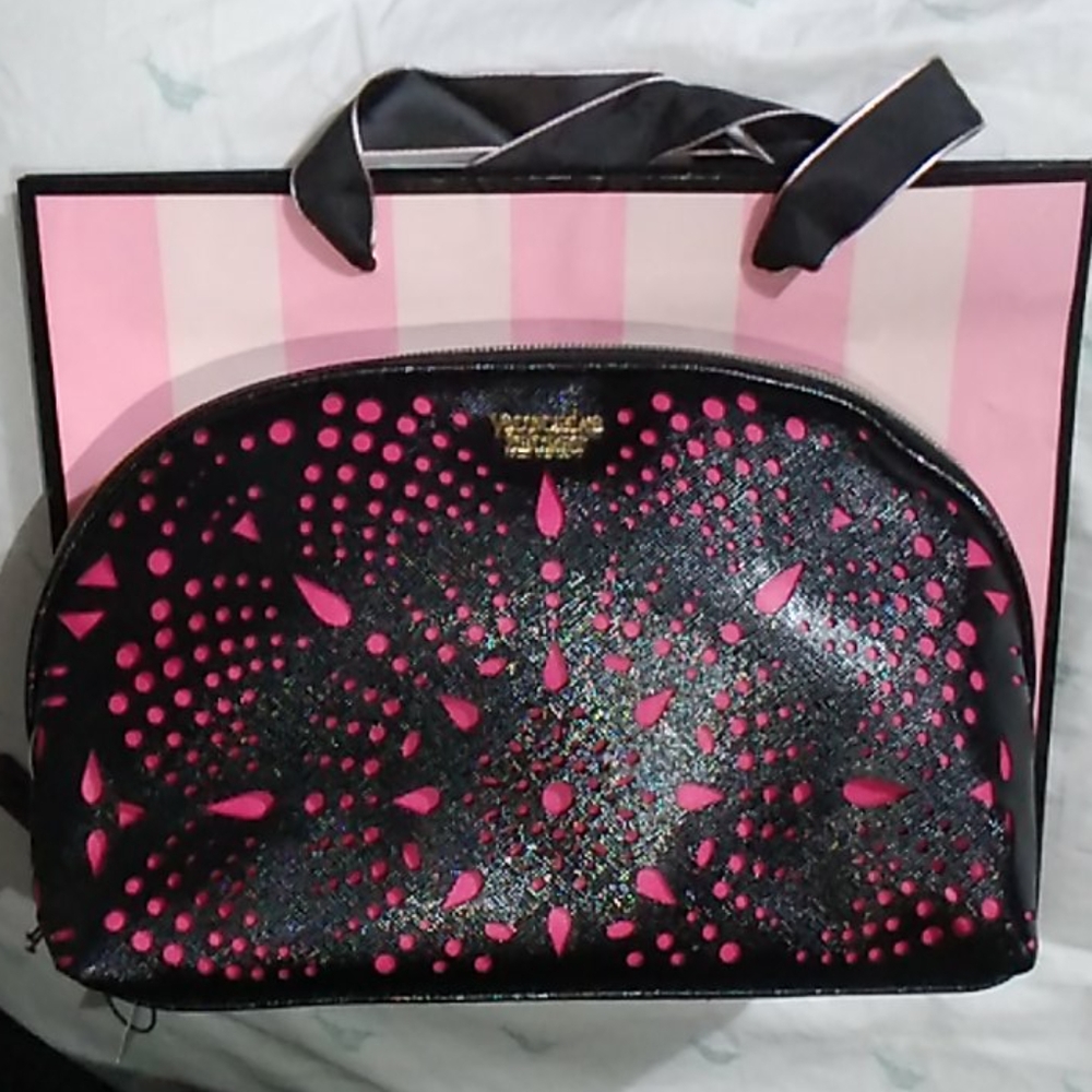 Victoria's Secret laser cut black cosmetic bag